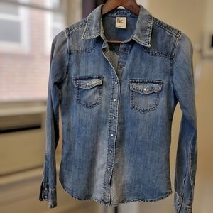 H&M Western Denim Button-Down Long Sleeve Shirt